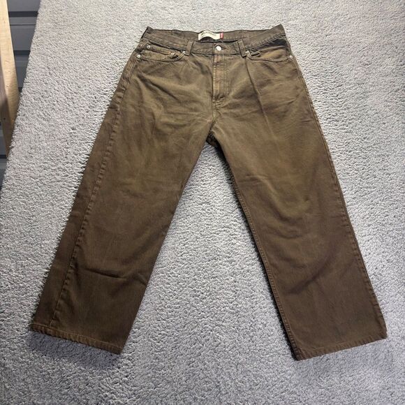 Levis 505 Jeans Mens 38x32 Brown Medium Wash Cotton Relaxed Fit Denim Workwear - Picture 1 of 10